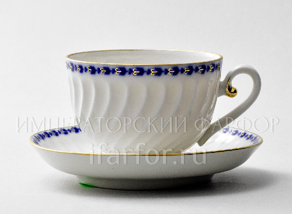 Чашка с блюдцем чайный Кобальтовый фриз Витая