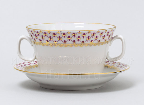 Чашка бульонная с блюдцем бульонная Сетка-Блюз Молодежная