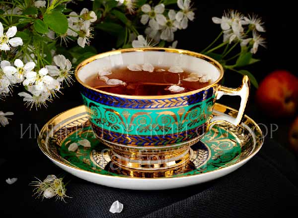 Чашка с блюдцем чайная Золотой Александрия