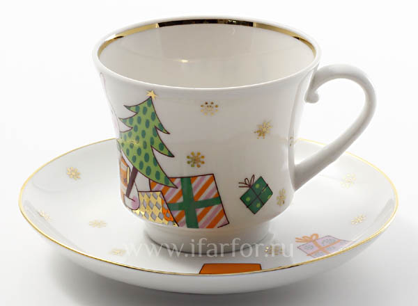Чашка с блюдцем чайная С Новым годом Банкетная