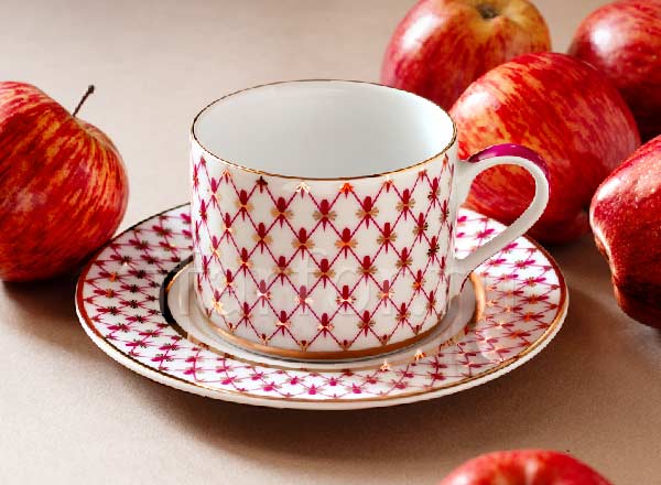 Чашка с блюдцем чайная Сетка-Блюз Соло