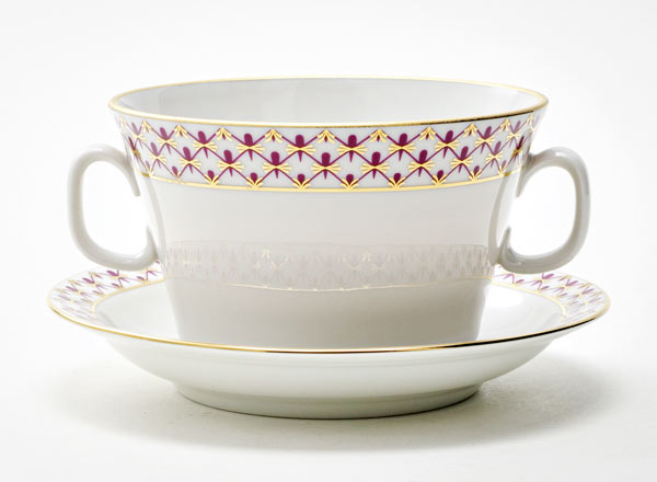 Чашка с блюдцем бульонная Сетка-Блюз Молодежная