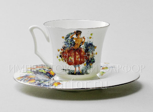 Чашка с блюдцем кофейная Четыре сезона любви. Осень Юлия