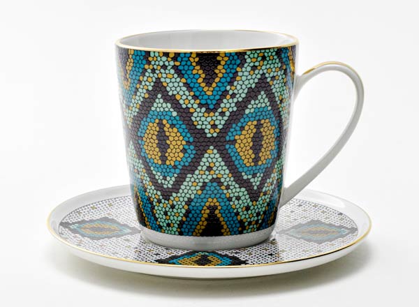 Чашка с блюдцем чайная Боа зеленый Колокол