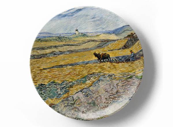 Декоративная тарелка Винсент Ван Гог Огороженное поле с пахарем