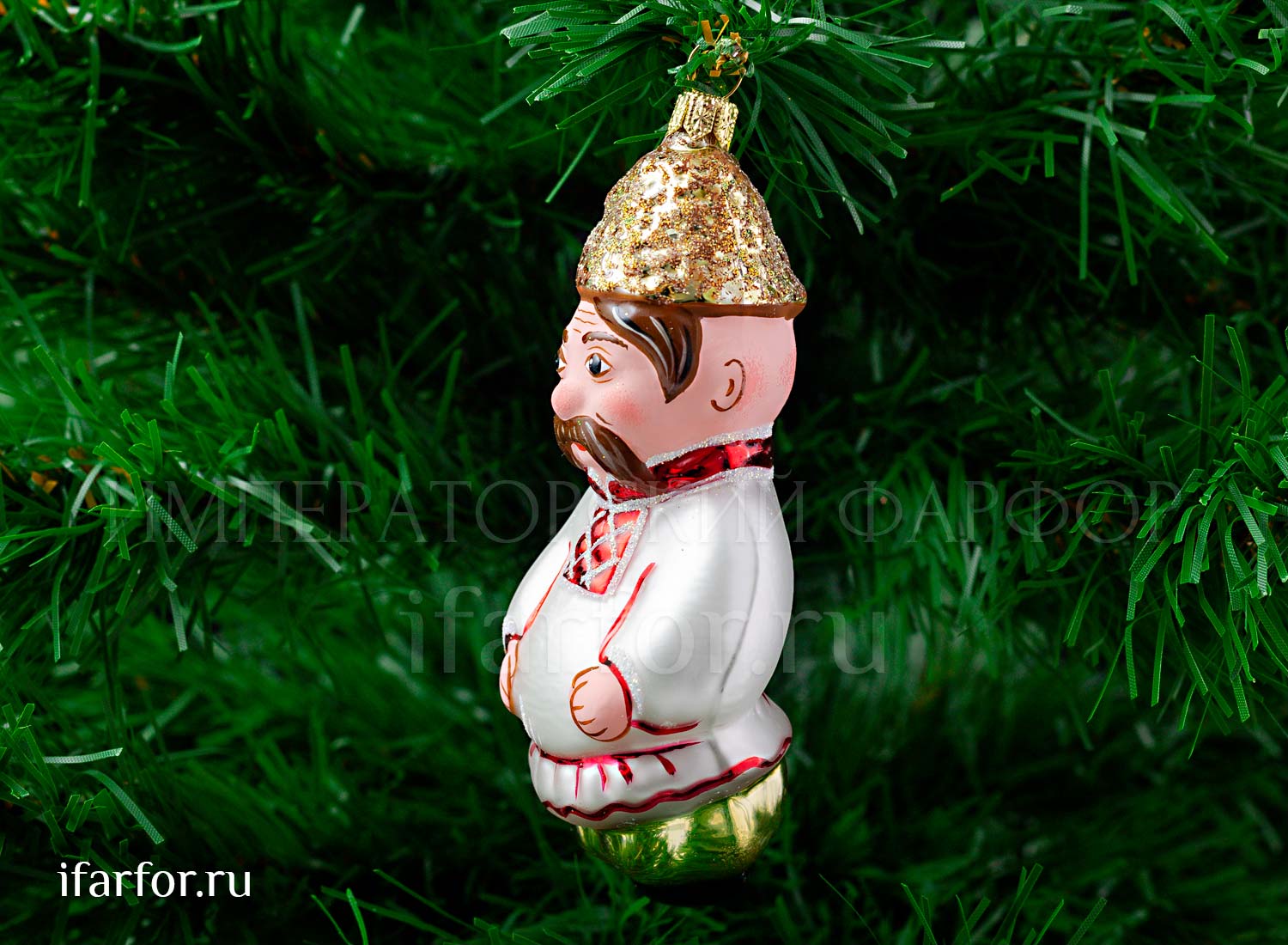 Елочная игрушка «Чуб» Форма: Чуб. Стекло. 125 мм.