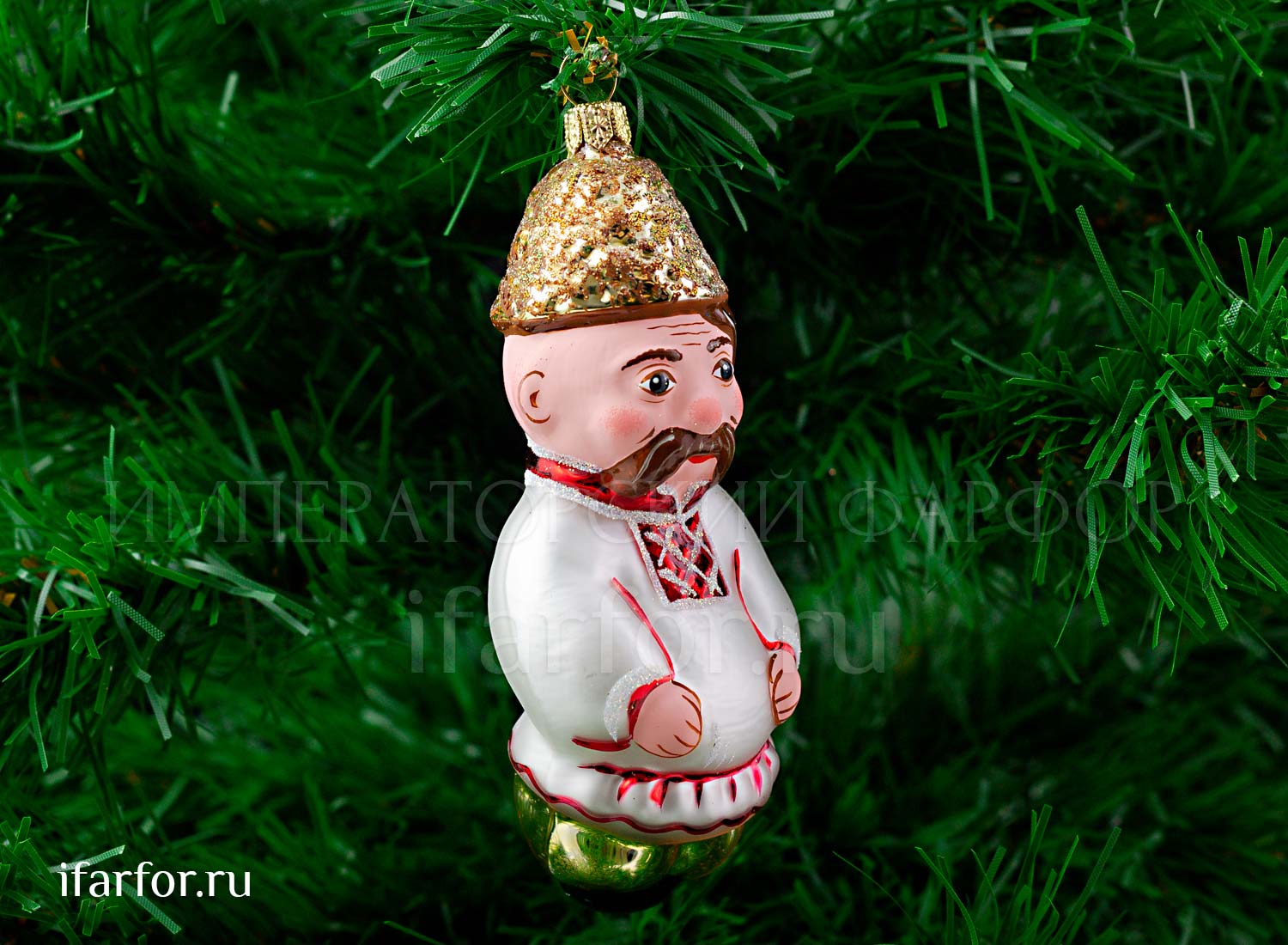 Елочная игрушка «Чуб» Форма: Чуб. Стекло. 125 мм.