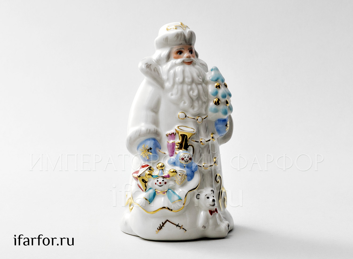 Скульптура «Дед Мороз с игрушками» Фарфор. 90 x 85 x 145 мм.