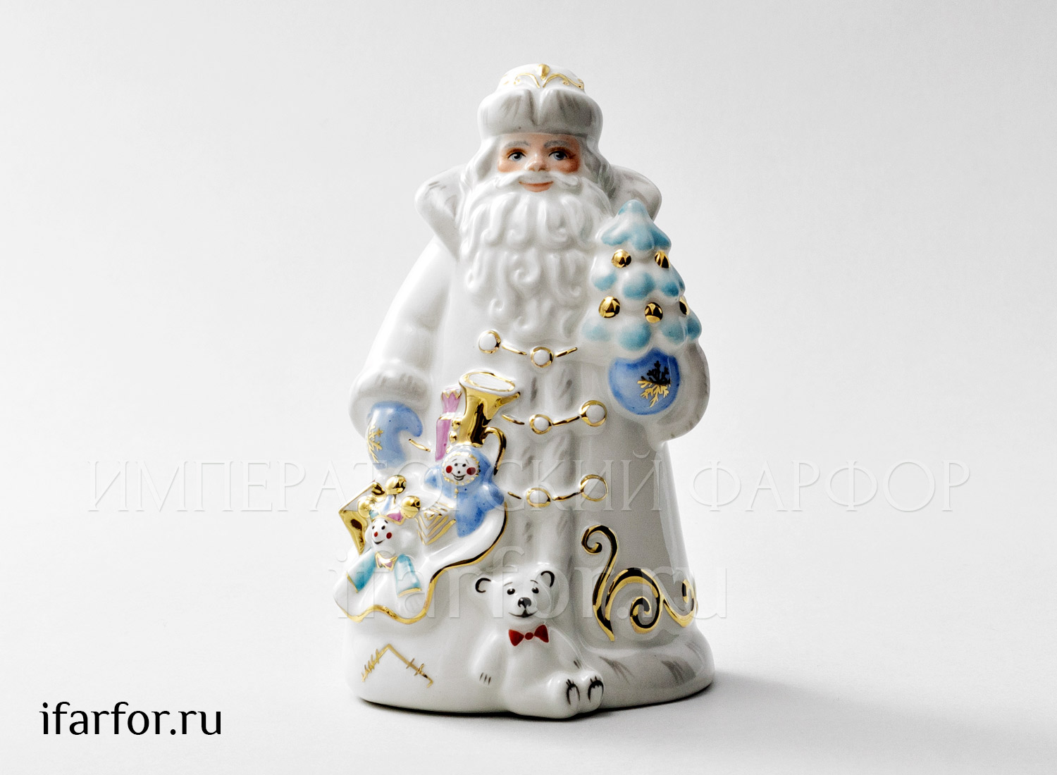 Скульптура «Дед Мороз с игрушками» Фарфор. 90 x 85 x 145 мм.
