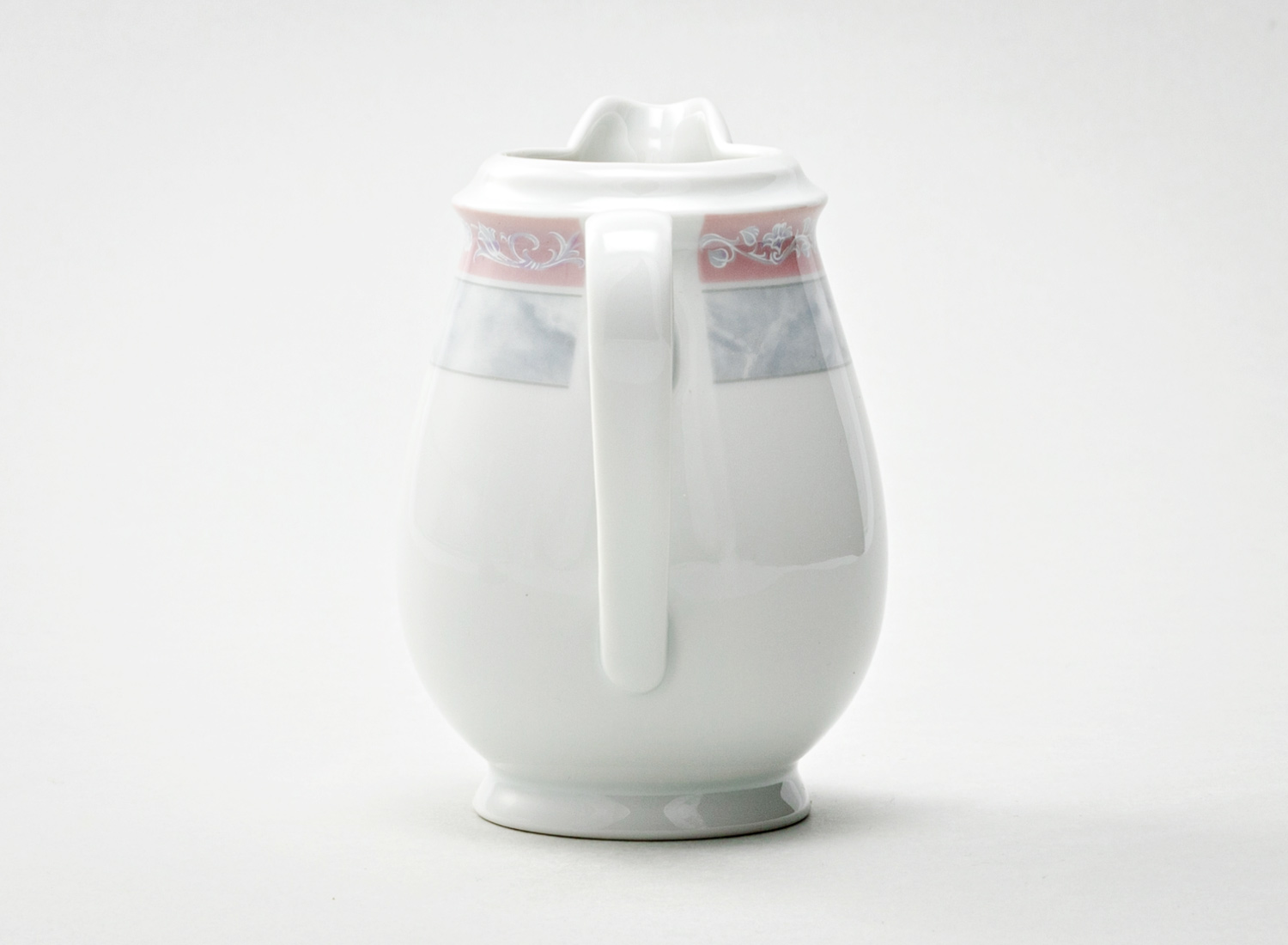 Сливочник «Серый мрамор с розовым кантом»