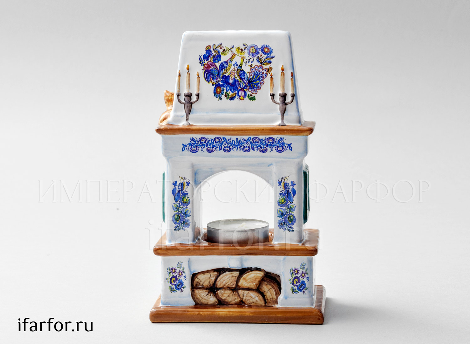 Подсвечник «Камин Гжель»