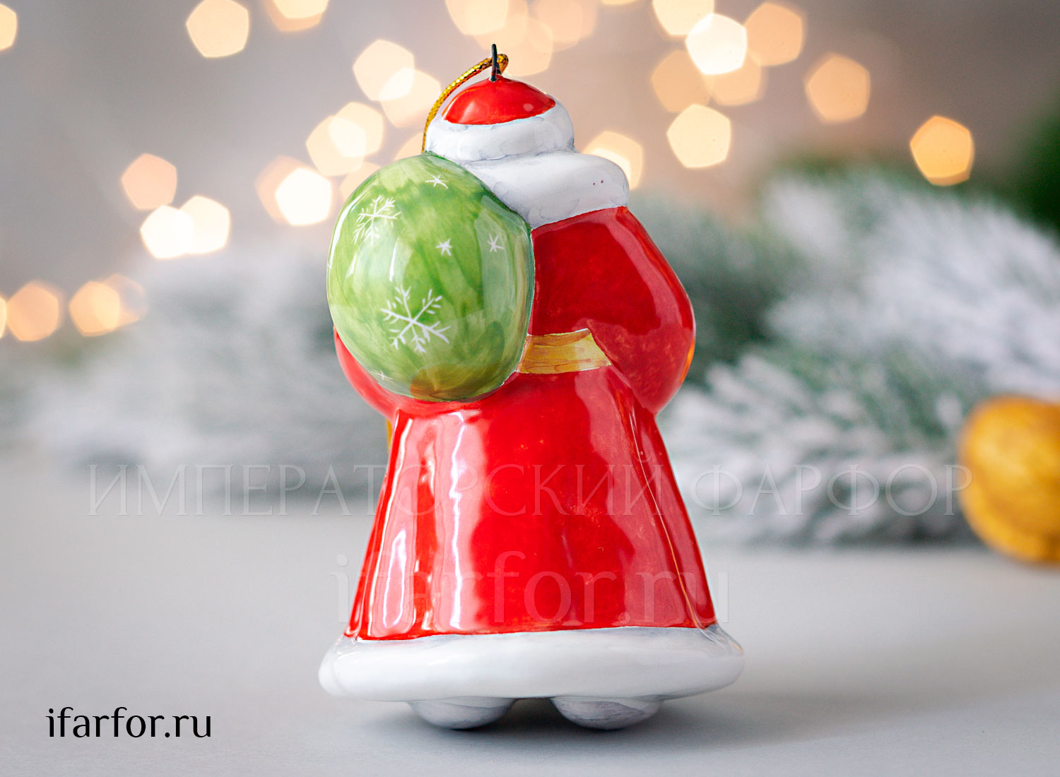Елочная игрушка «Дед мороз» Форма: Дед мороз. Майолика. 95 мм.