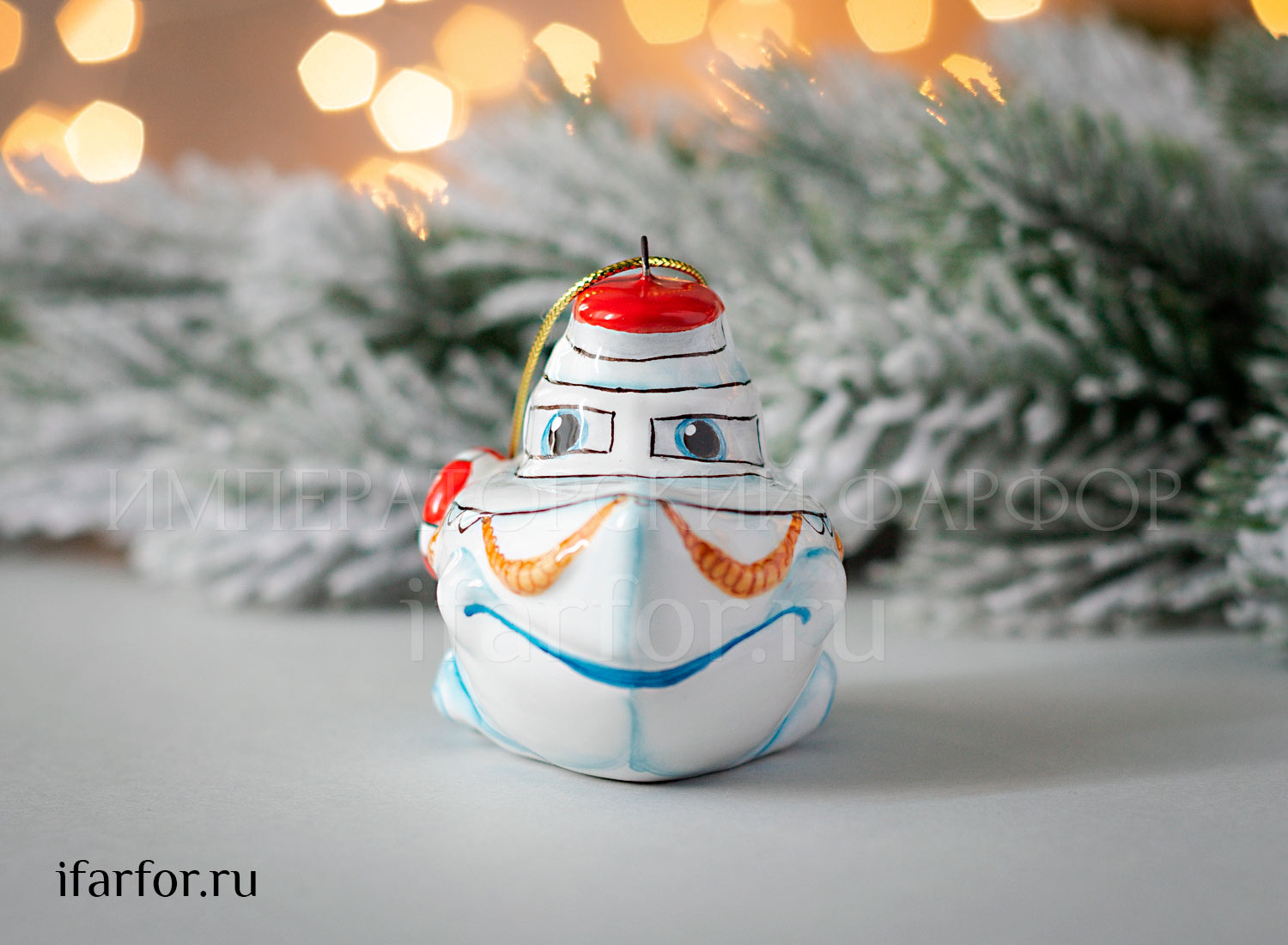 Елочная игрушка «Катер» Форма: Катер. Майолика. 80 мм.