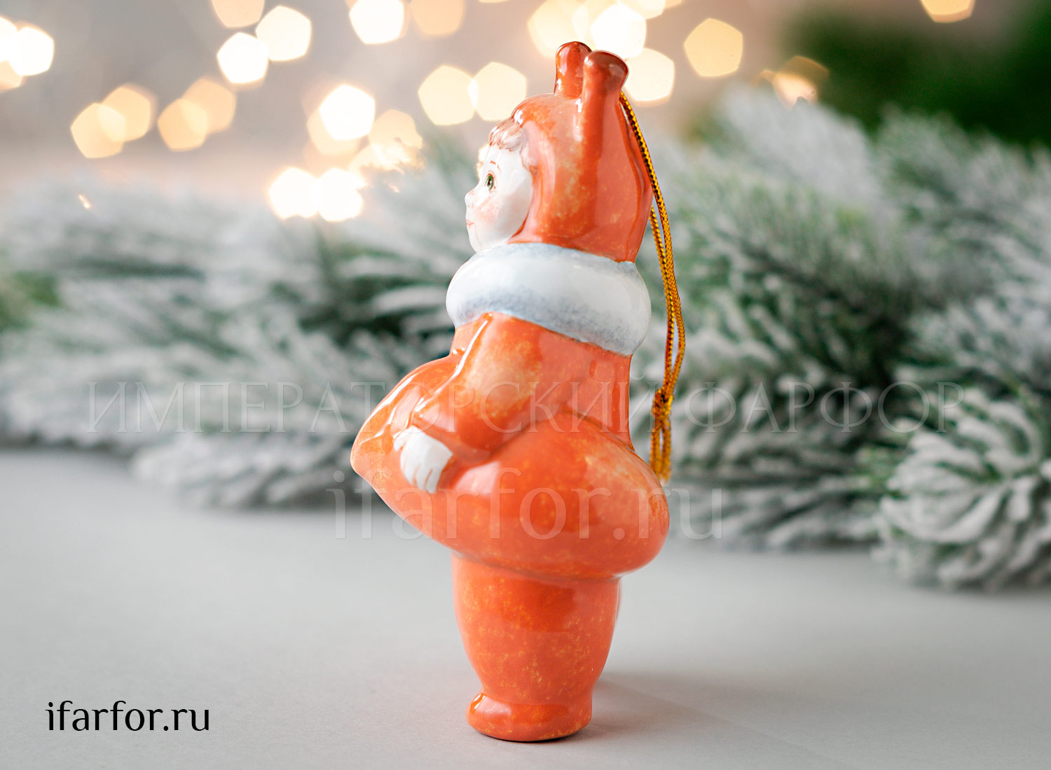 Елочная игрушка «Малышка Белочка» Форма: Малышка Белочка. Майолика. 100 мм.