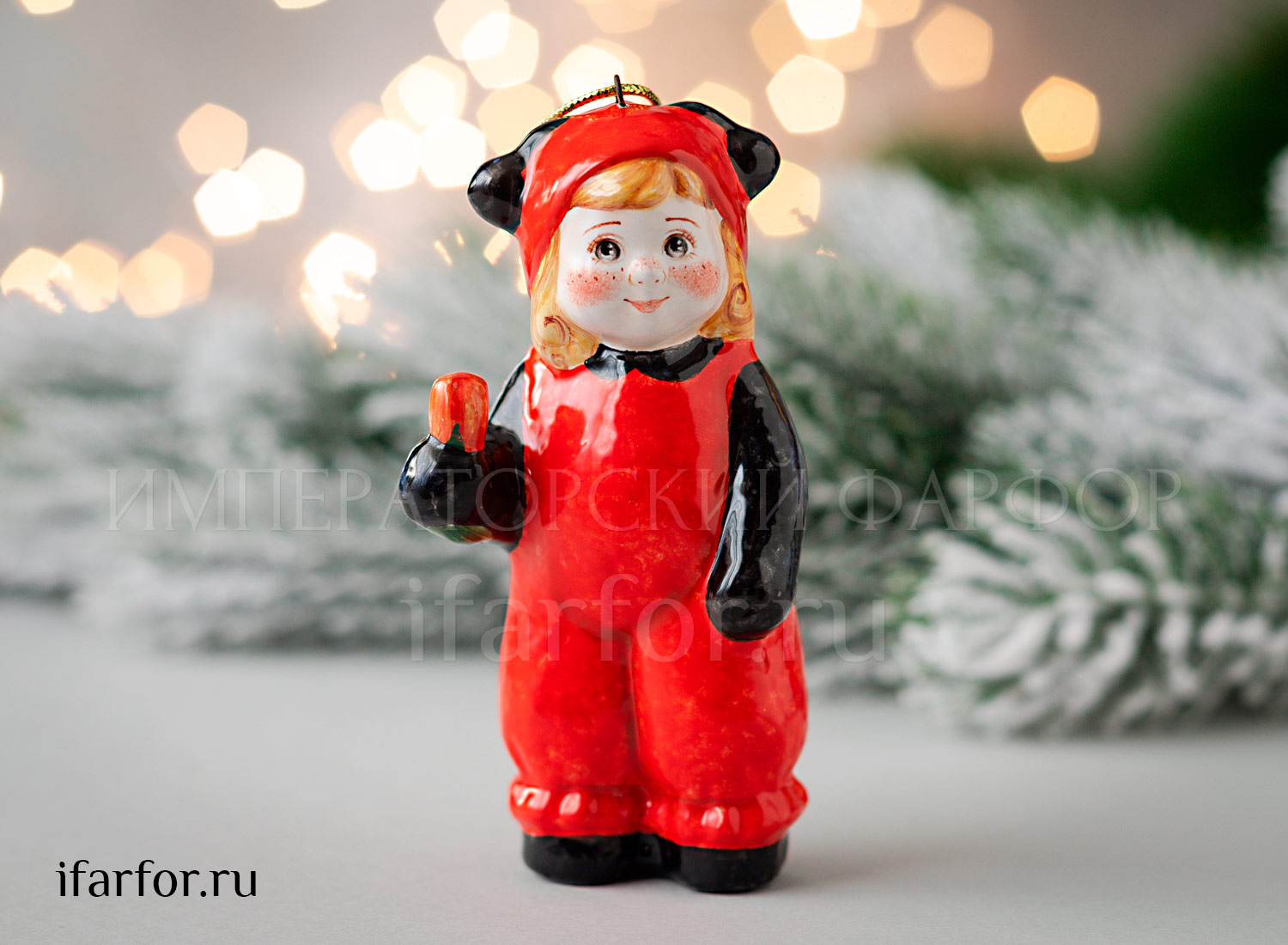 Елочная игрушка «Малышка Божья коровка» Форма: Малышка Божья коровка. Майолика. 100 мм.