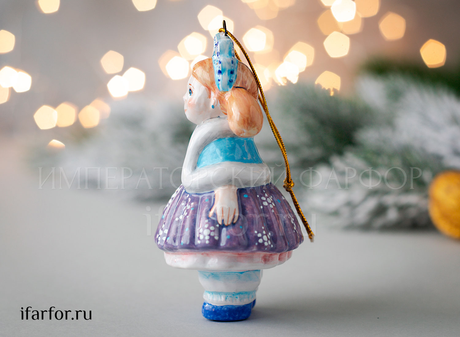 Елочная игрушка «Малышка Снежинка» Форма: Малышка Снежинка. Майолика. 95 мм.