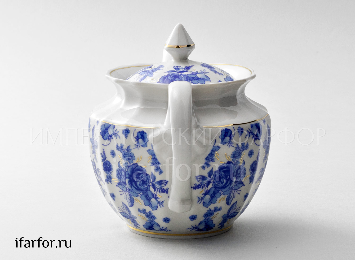 Чайник заварочный «Астра голубая» Форма: Ампир. Твердый фарфор