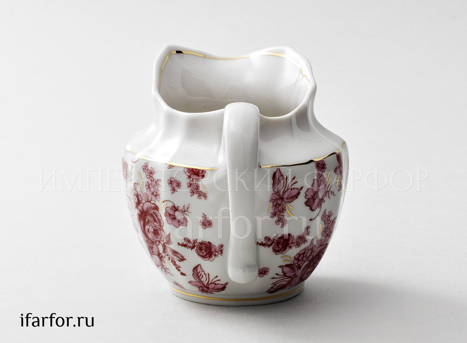 Сливочник «Астра розовая» Форма: Ампир. Твердый фарфор. 350 мл.