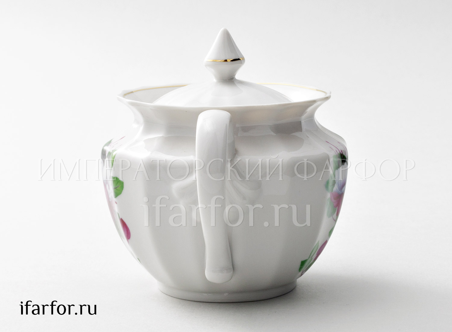 Сахарница «Красный колокольчик» Форма: Ампир. Твердый фарфор. 600 мл.