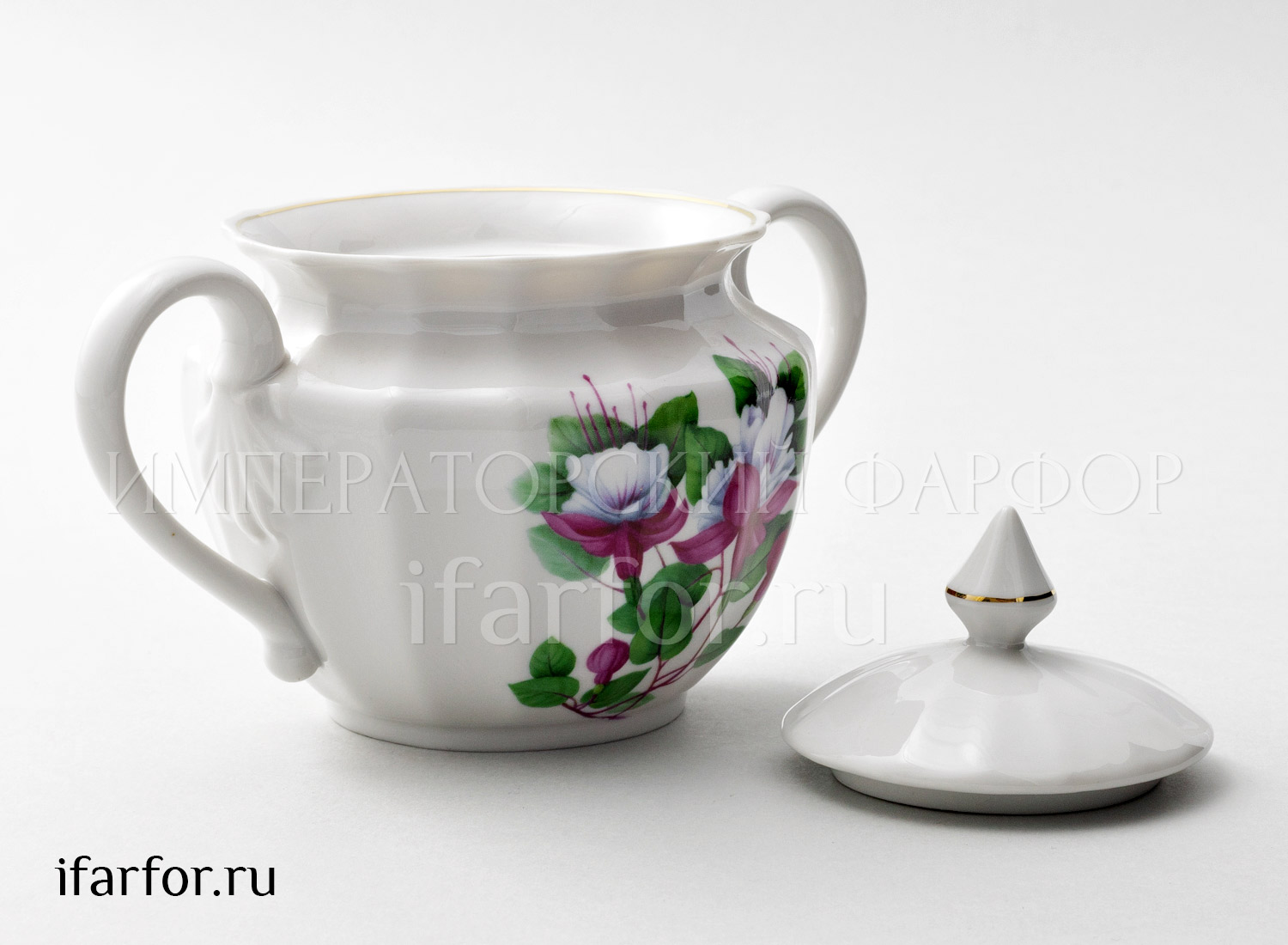 Сахарница «Красный колокольчик» Форма: Ампир. Твердый фарфор. 600 мл.