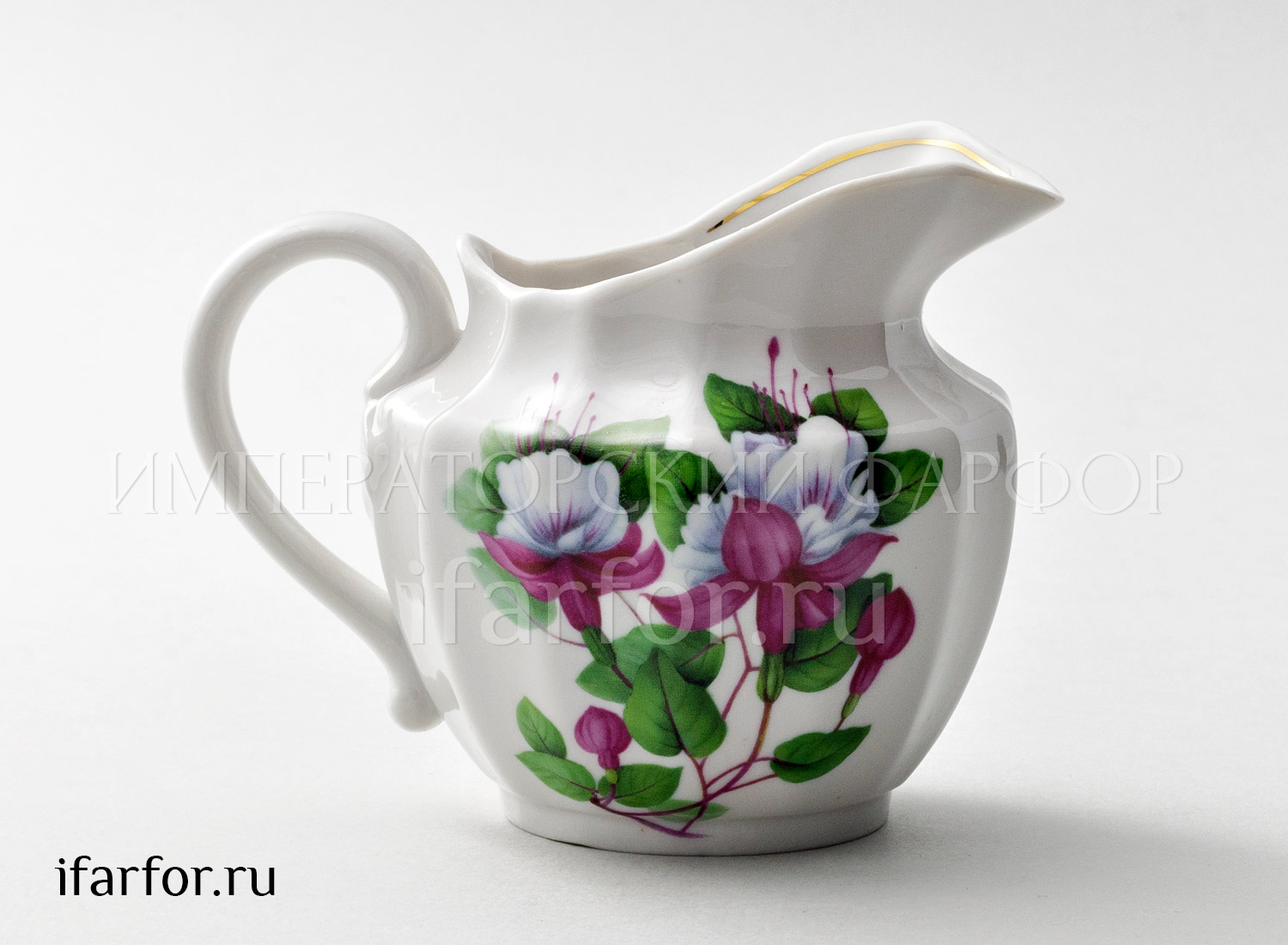 Сливочник «Красный колокольчик» Форма: Ампир. Твердый фарфор. 350 мл.