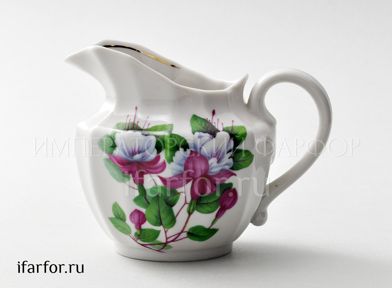 Сливочник «Красный колокольчик» Форма: Ампир. Твердый фарфор. 350 мл.