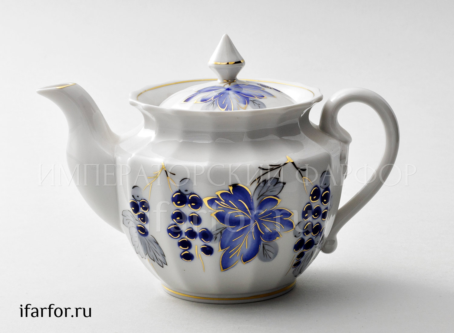 Чайник заварочный «Виноградные листья» Форма: Ампир. Твердый фарфор. 600 мл.