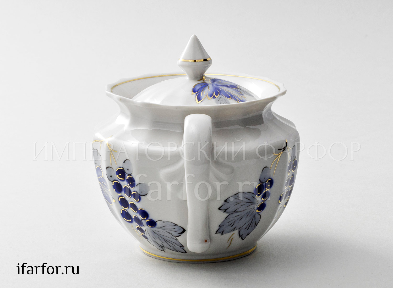 Сахарница «Виноградные листья» Форма: Ампир. Твердый фарфор. 600 мл.