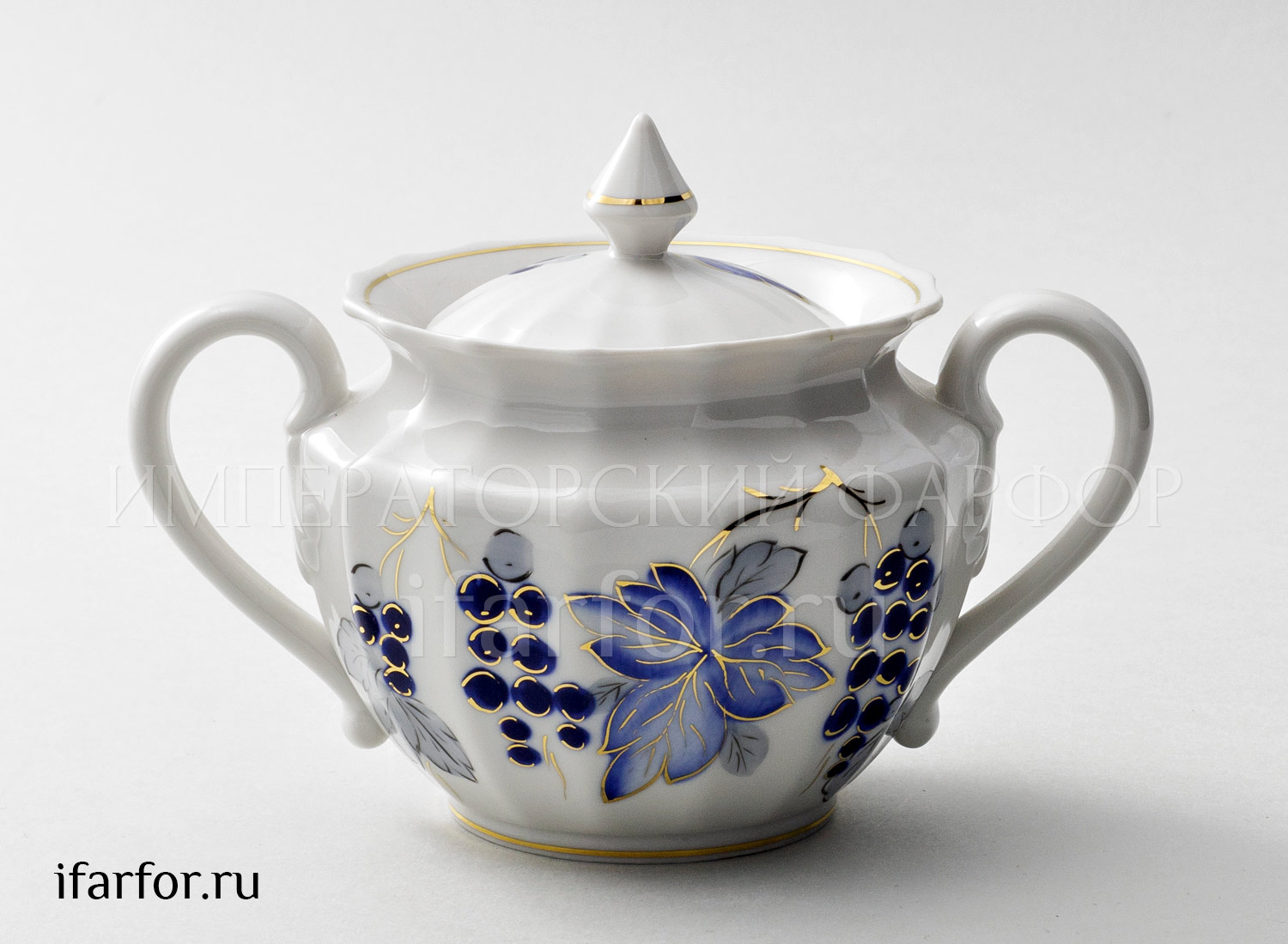 Сахарница «Виноградные листья» Форма: Ампир. Твердый фарфор. 600 мл.