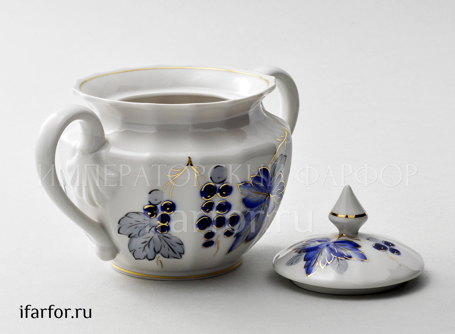 Сахарница «Виноградные листья» Форма: Ампир. Твердый фарфор. 600 мл.