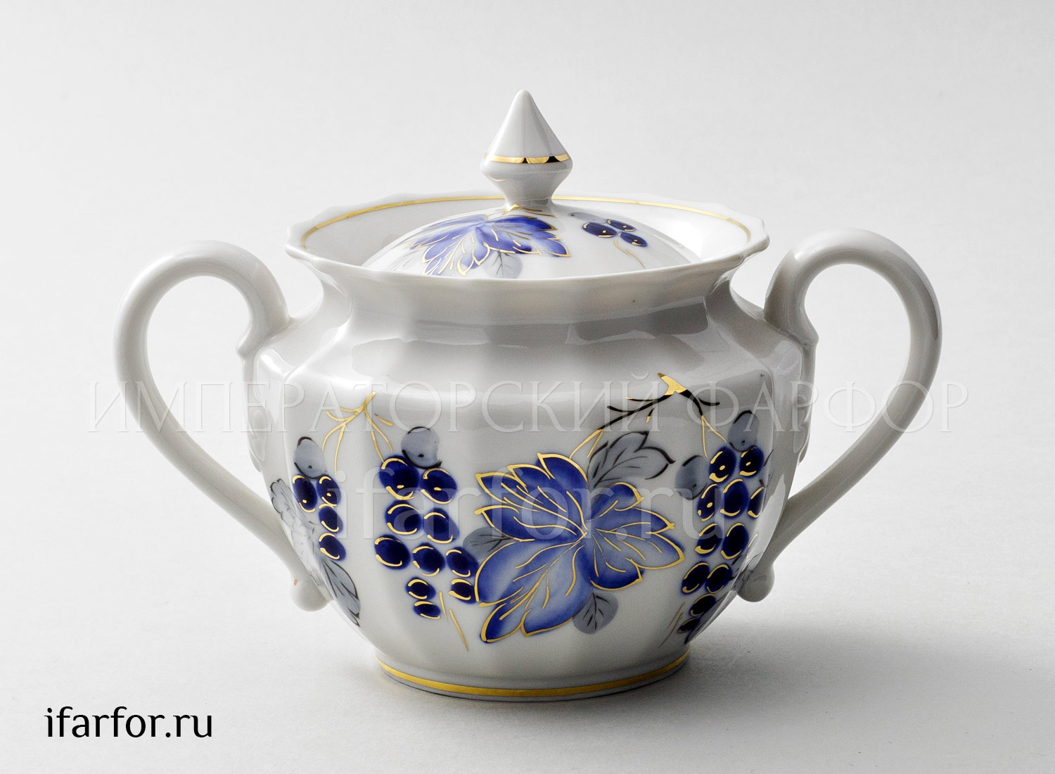 Сахарница «Виноградные листья» Форма: Ампир. Твердый фарфор. 600 мл.