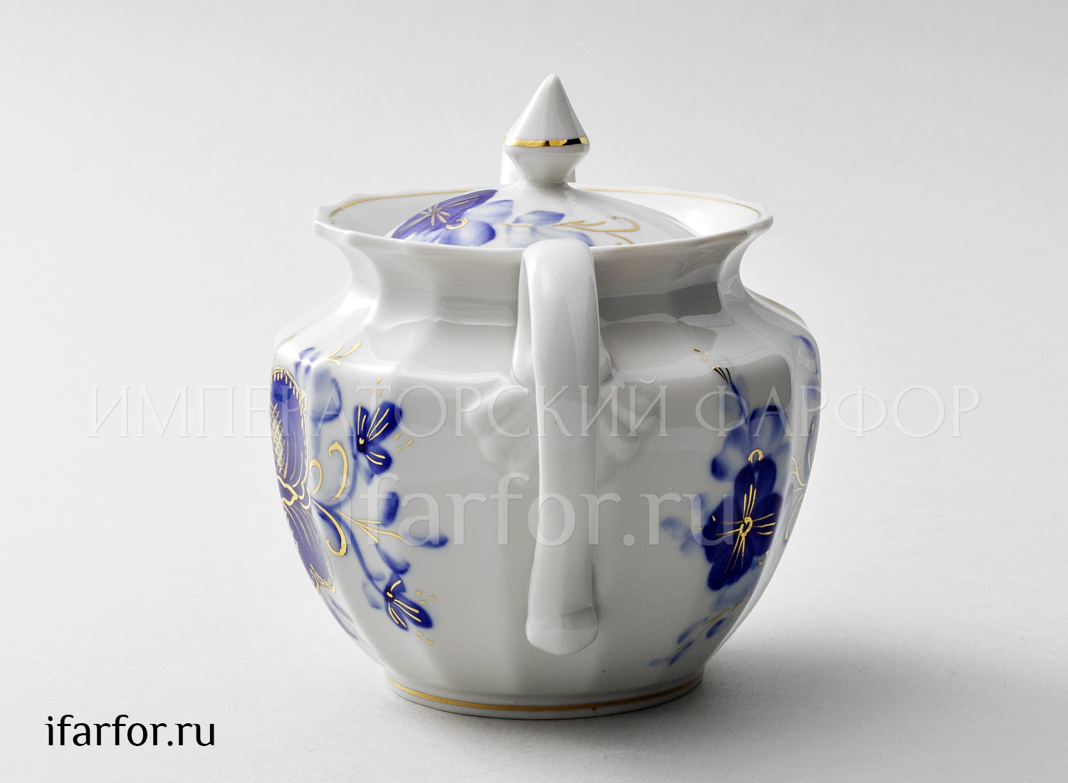 Чайник заварочный «Голубая магнолия» Форма: Ампир. Твердый фарфор