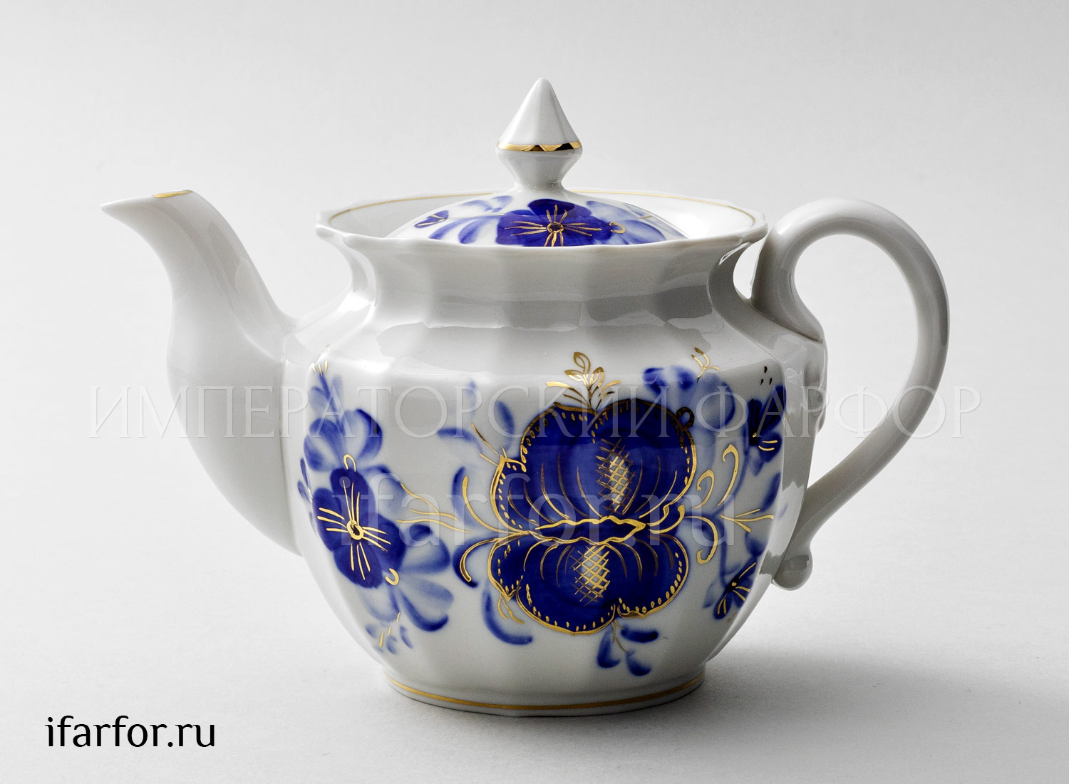 Чайник заварочный «Голубая магнолия» Форма: Ампир. Твердый фарфор