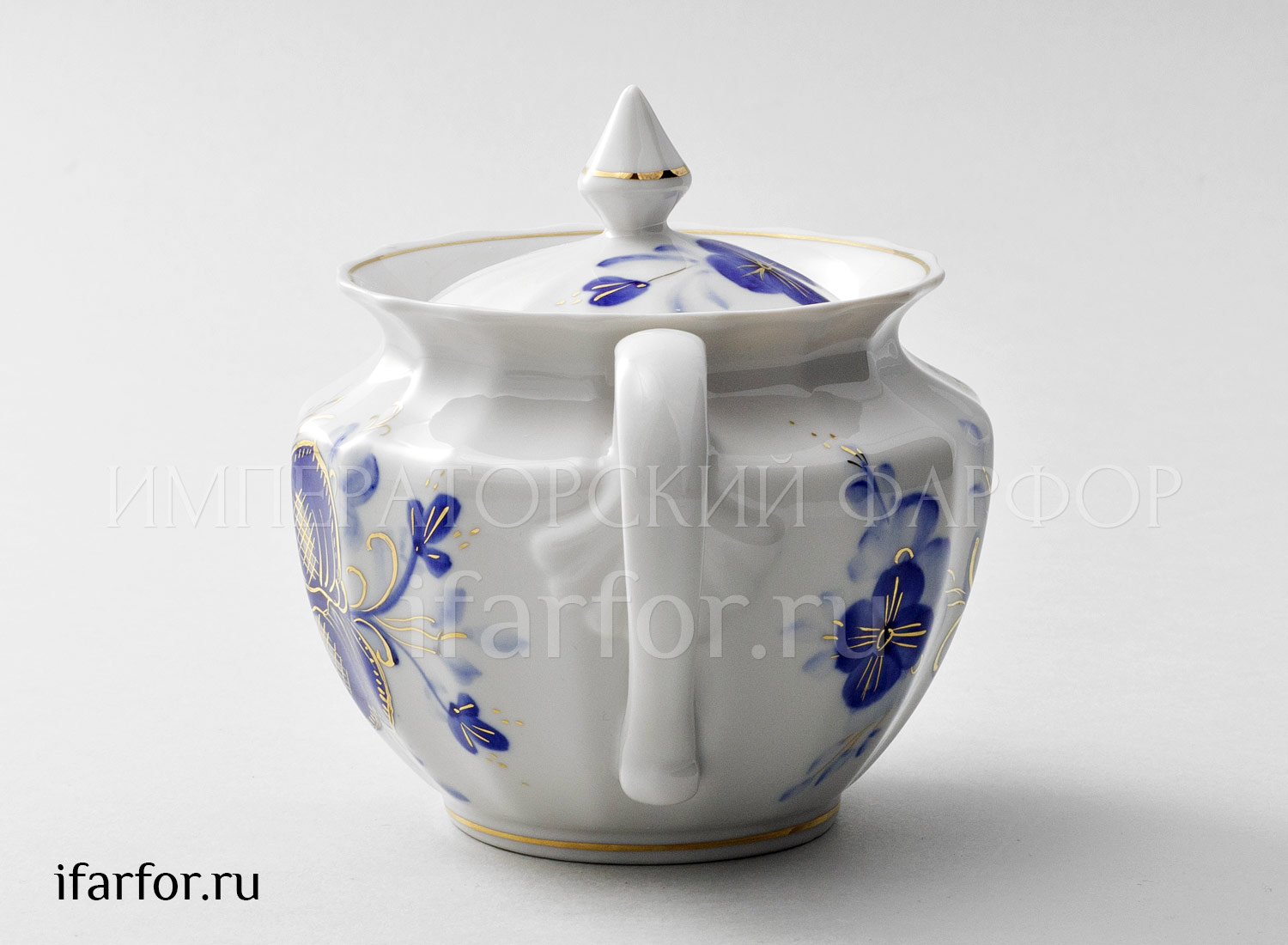 Сахарница «Голубая магнолия» Форма: Ампир. Твердый фарфор. 600 мл.