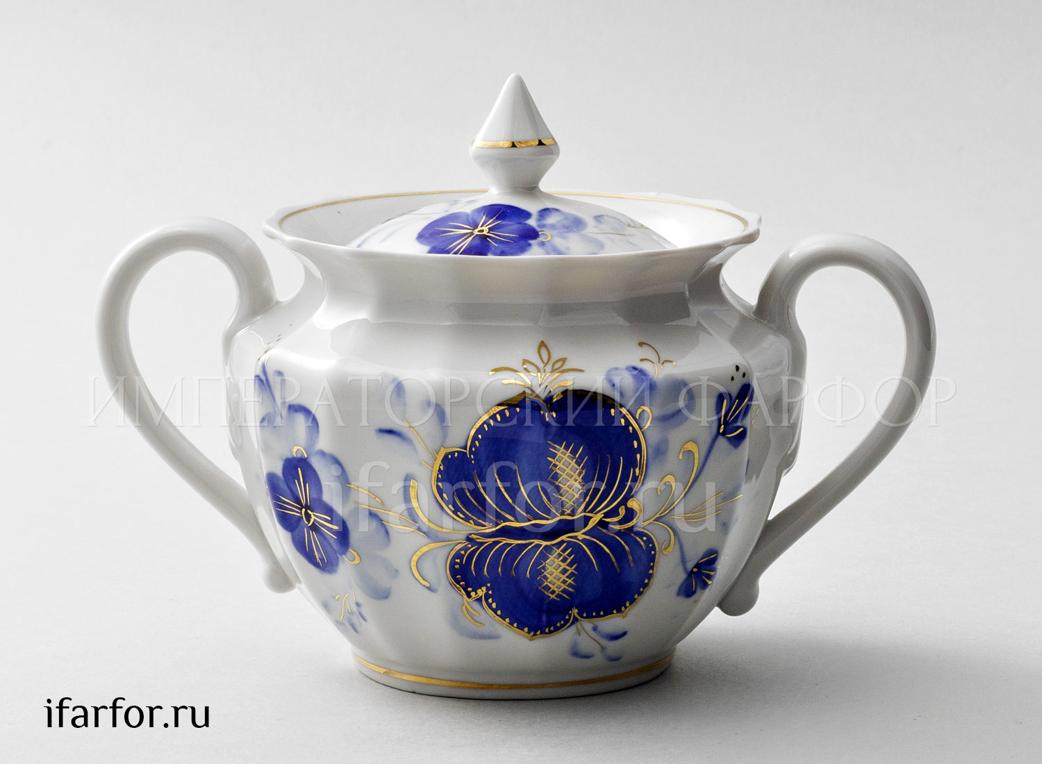 Сахарница «Голубая магнолия» Форма: Ампир. Твердый фарфор. 600 мл.