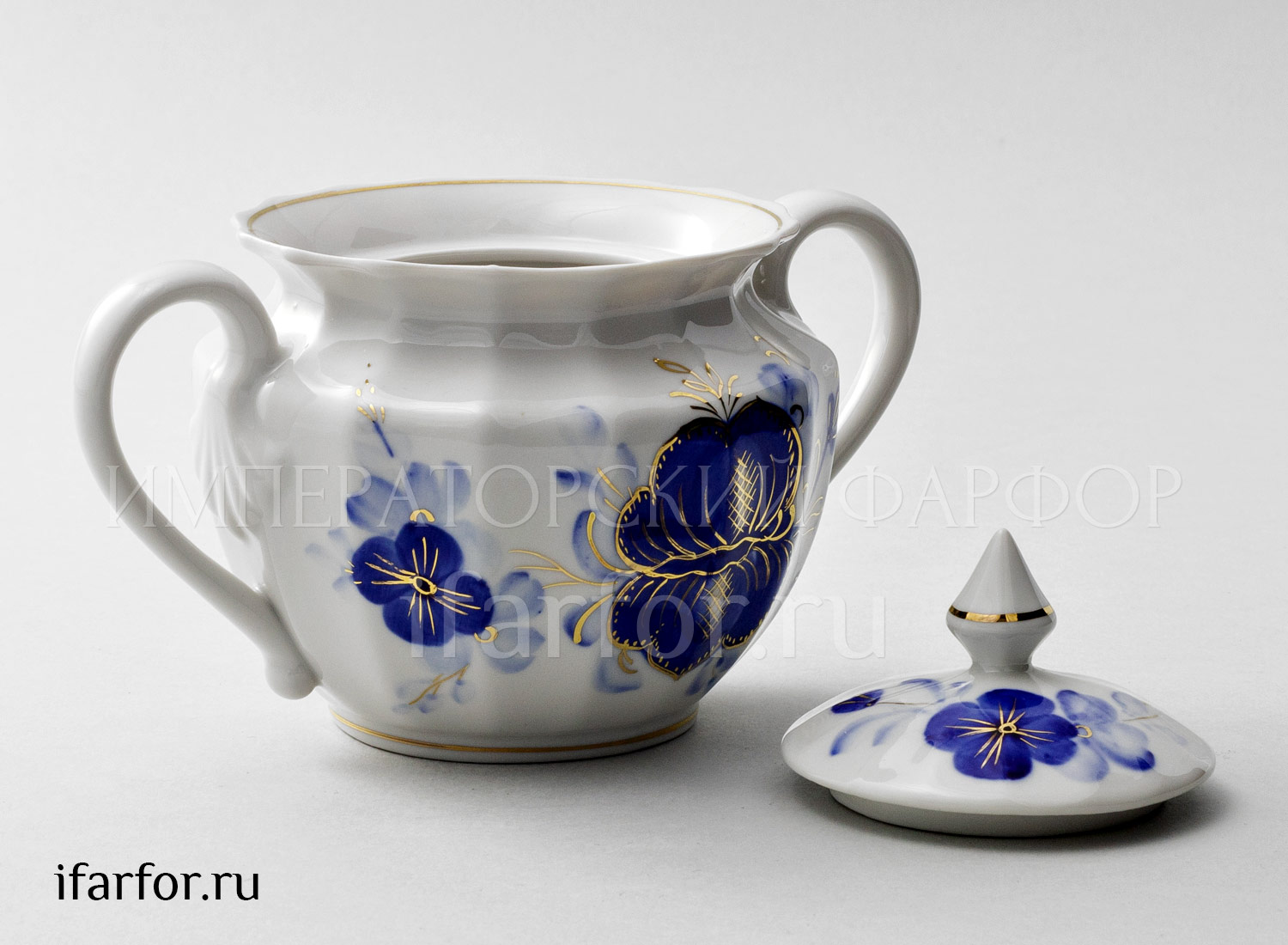 Сахарница «Голубая магнолия» Форма: Ампир. Твердый фарфор. 600 мл.