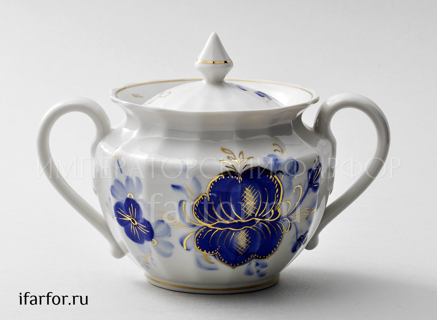 Сахарница «Голубая магнолия» Форма: Ампир. Твердый фарфор. 600 мл.