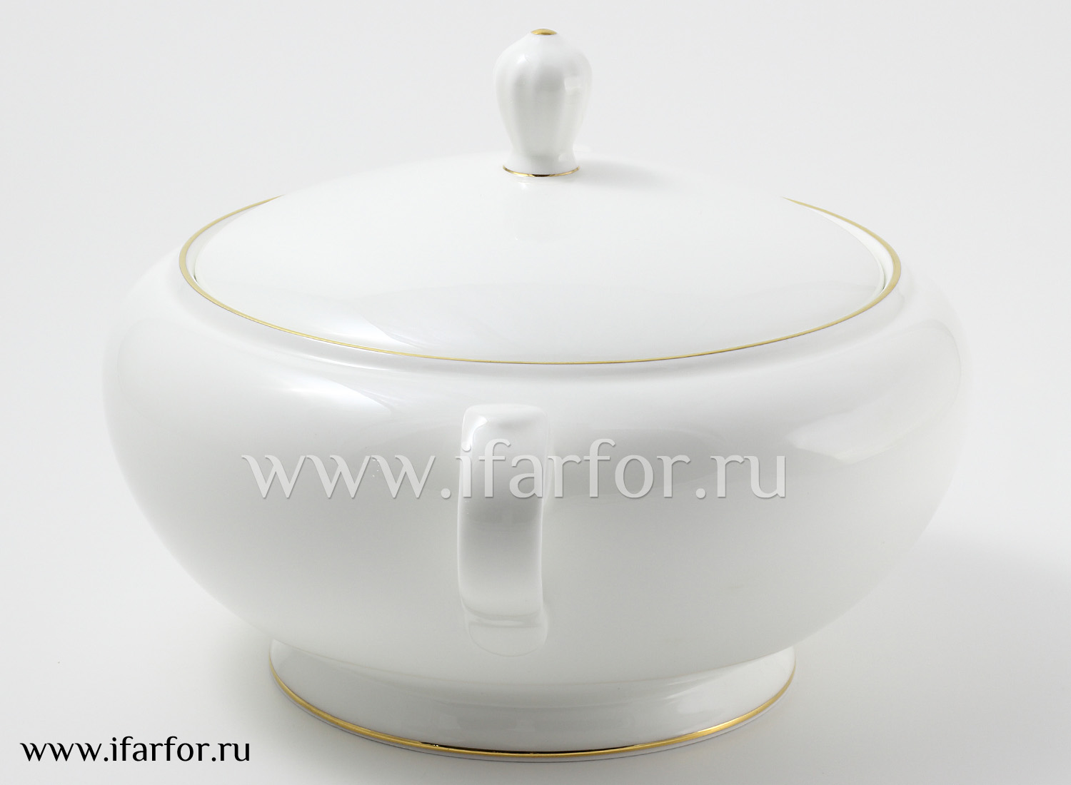 Супница «Золотая лента» Форма: Стандартная. Костяной фарфор. 183 мм.
