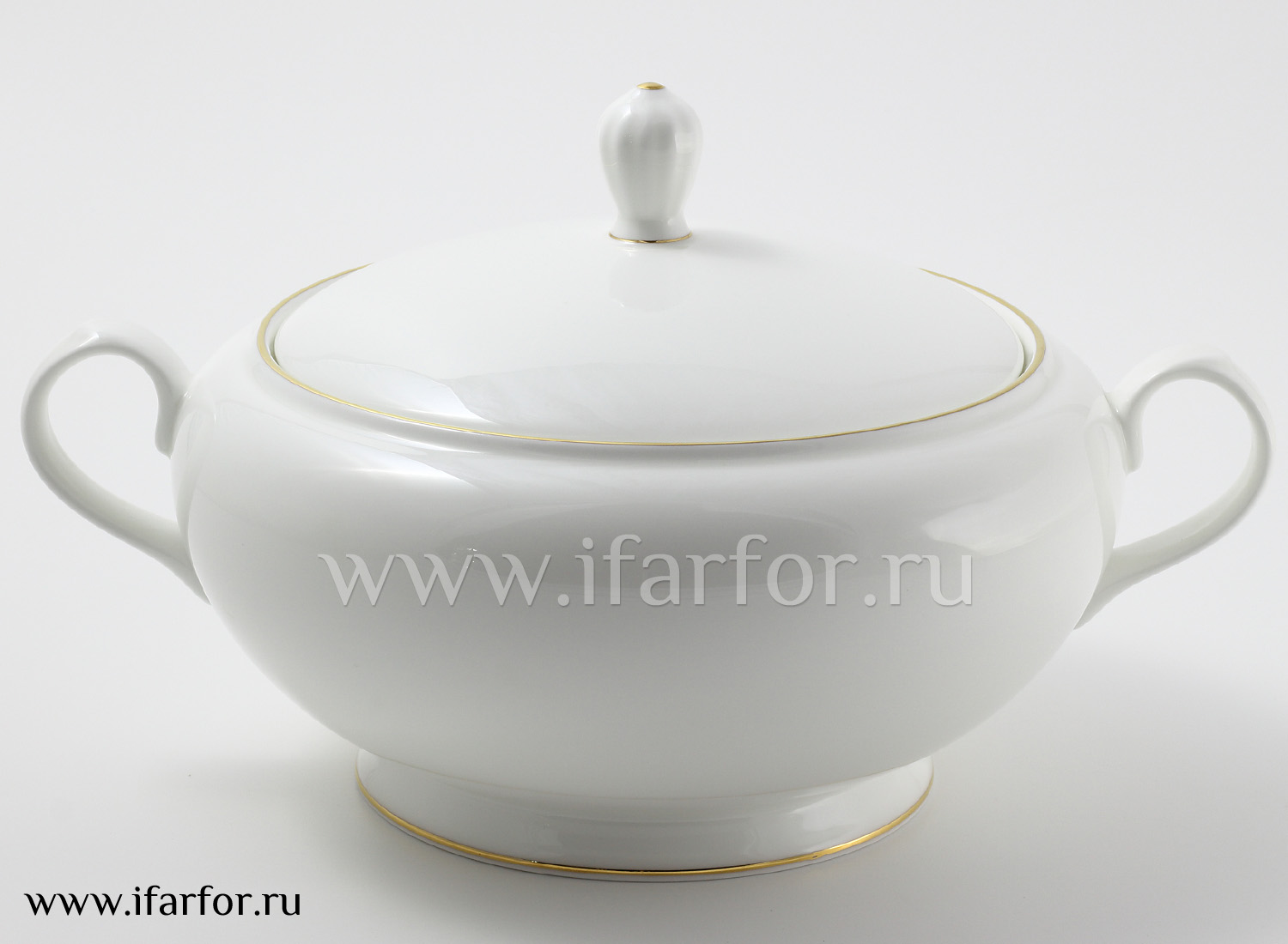 Супница «Золотая лента» Форма: Стандартная. Костяной фарфор. 183 мм.