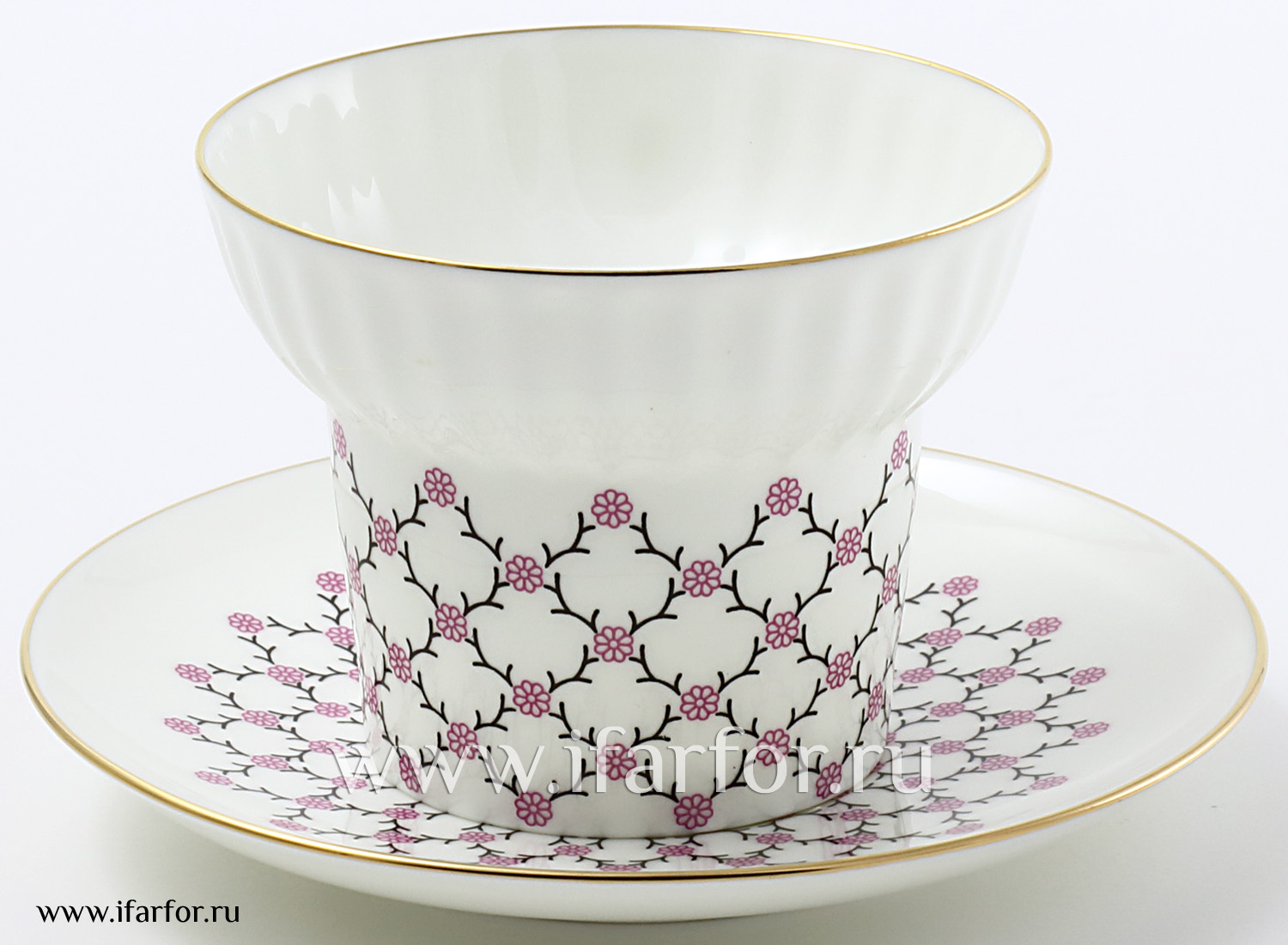 Чашка с блюдцем чайная «Розовая сетка» 1/2