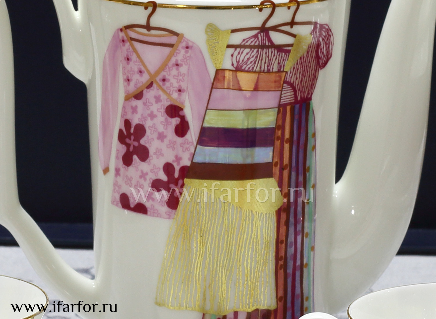 Сервиз кофейный «Shopping» 6/15 Форма: Юлия. Тонкостенный костяной фарфор