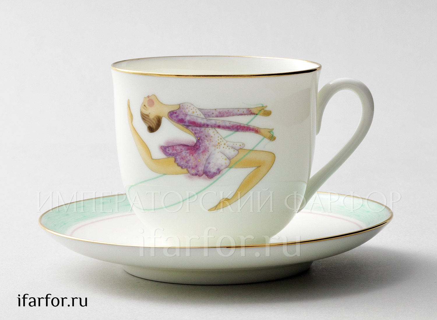 Чашка с блюдцем «Художественная гимнастика. Скакалка» 1/2