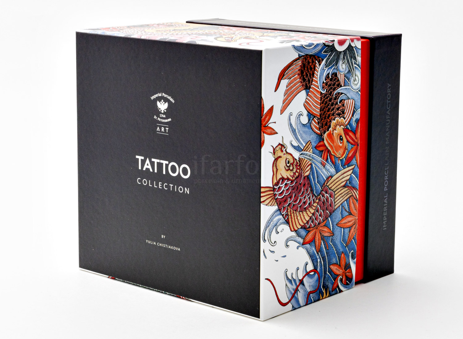 Бокал с блюдцем и крышкой в подарочной коробке «Tattoo. Dragon» Костяной фарфор. 390 мл.