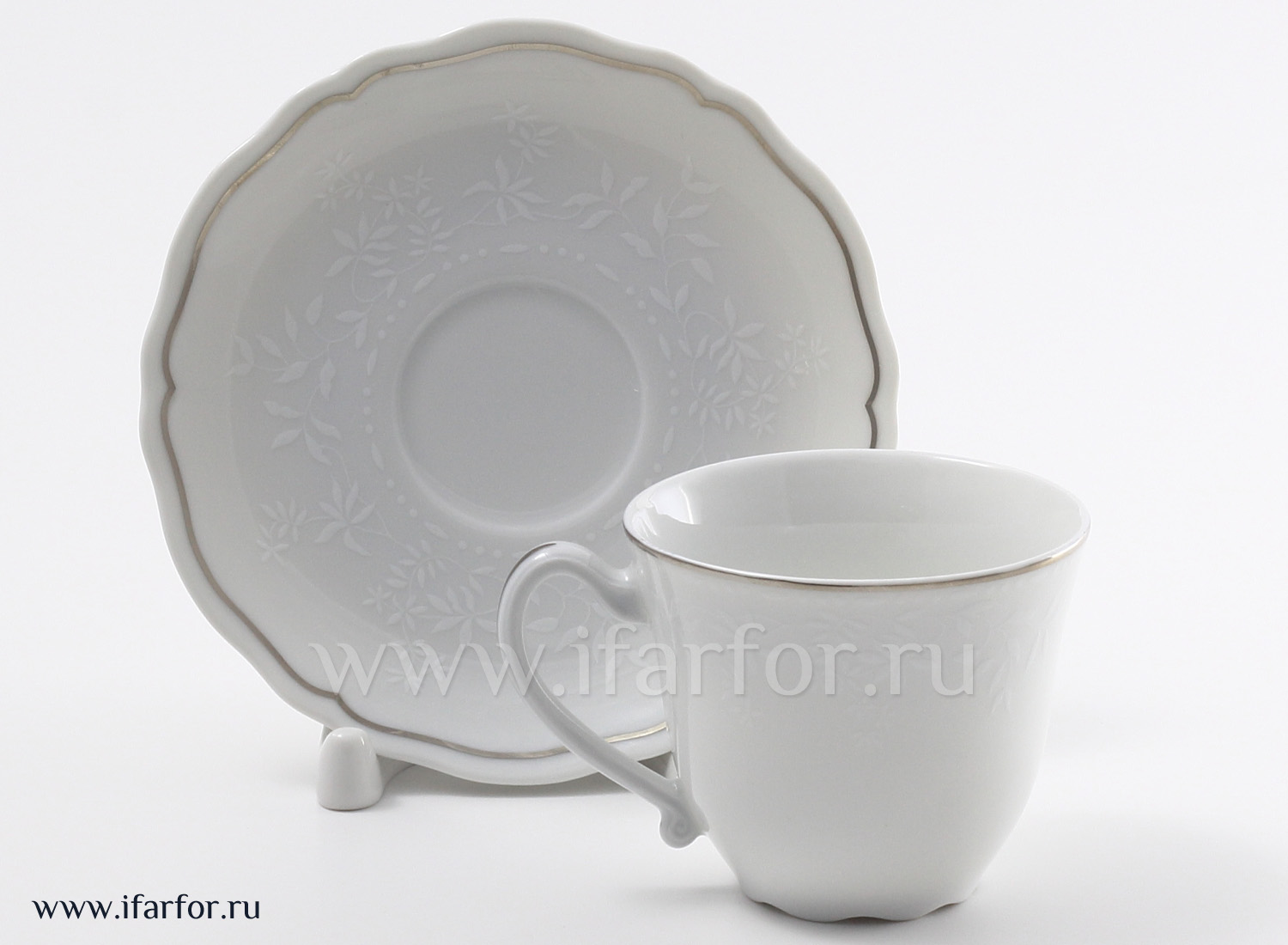 Чашка с блюдцем кофейная «Passion Platine 6828» 1/2 Форма: Colbert. Твердый фарфор. 140 мл.