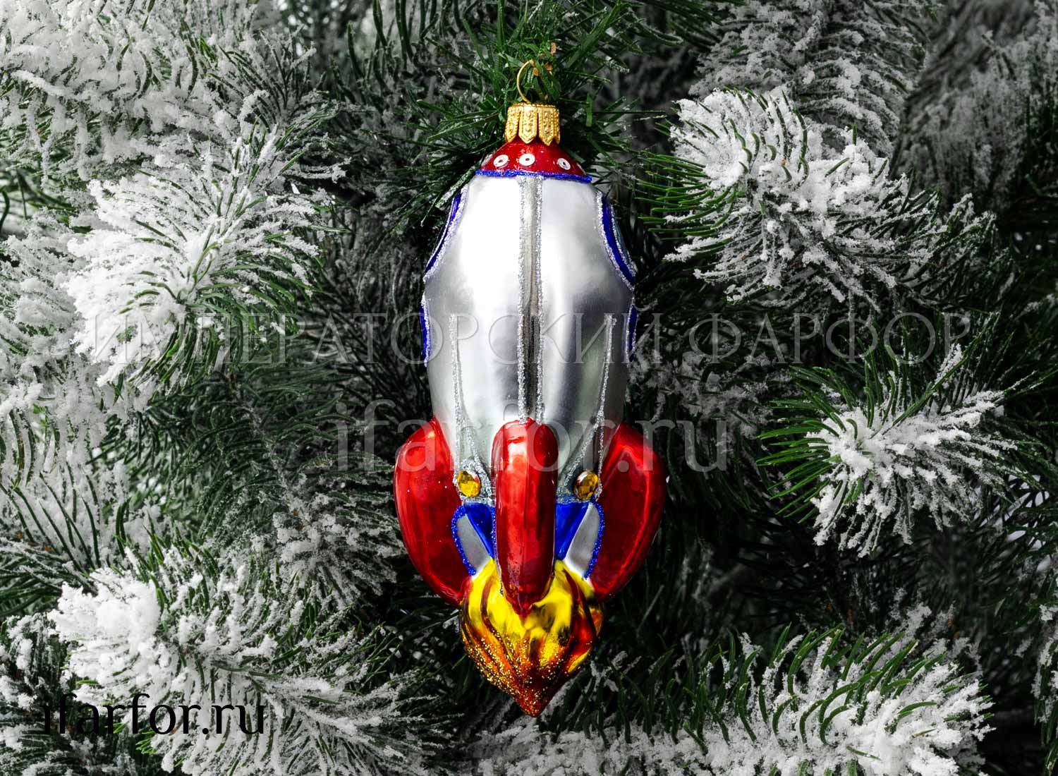 Елочная игрушка «Космическая ракета»