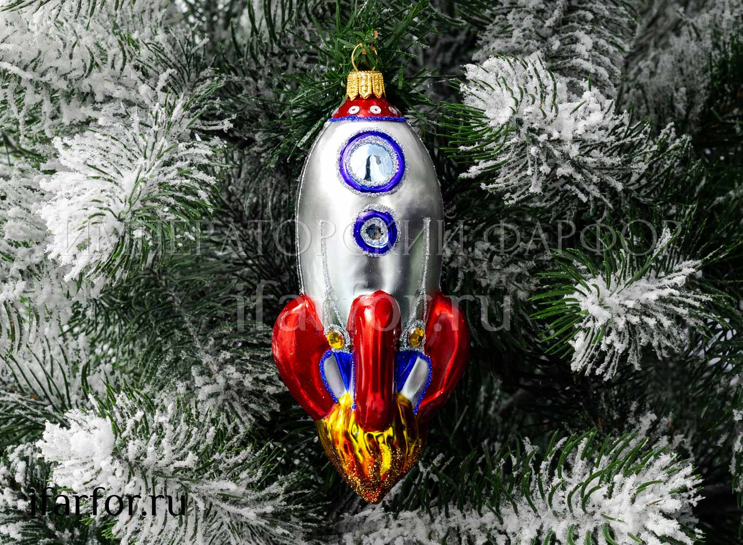 Елочная игрушка «Космическая ракета»