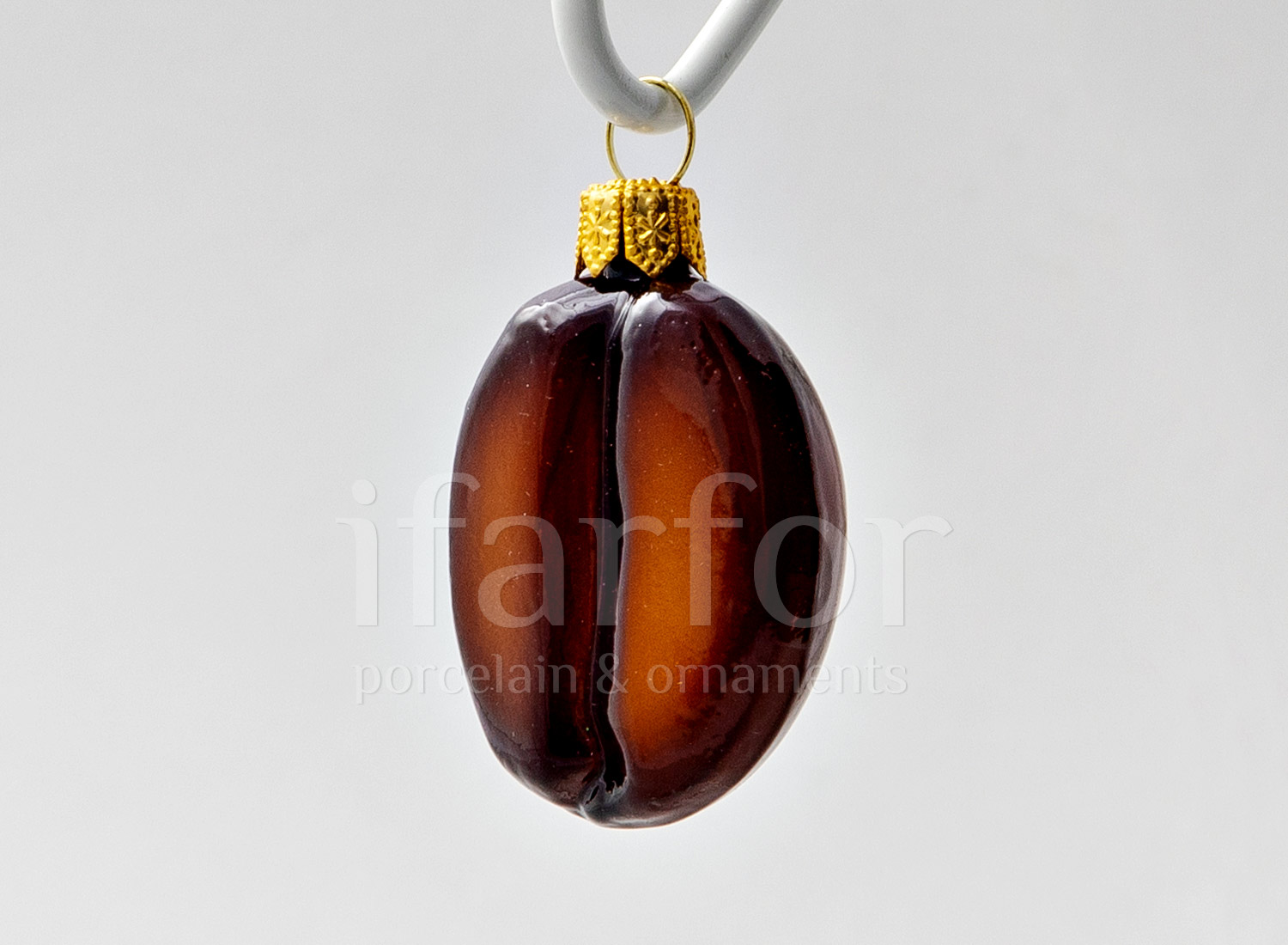 Елочная игрушка второй сорт «Кофейное зернышко» Стекло. 31 x 57 мм.