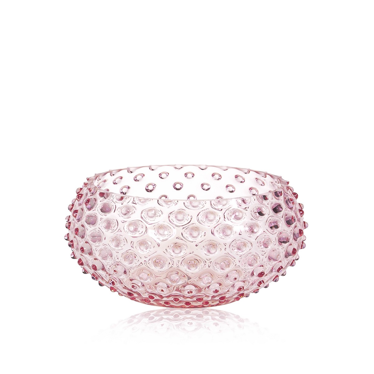 Ваза для фруктов «Розовая» Форма: Hobnail Tapas. Стекло. 230 x 100 мм.