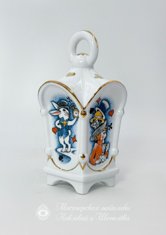 Елочная игрушка «Фонарик классический Алиса» Фарфор. 55 x 110 мм.
