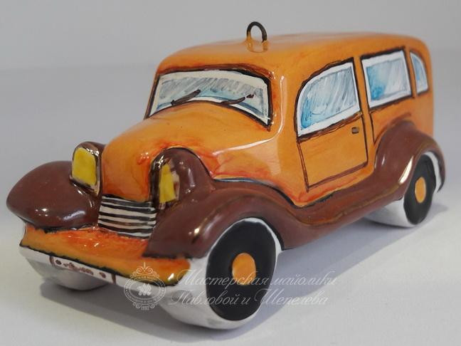 Елочная игрушка «Машина Победа» Майолика. 32 x 36 мм.